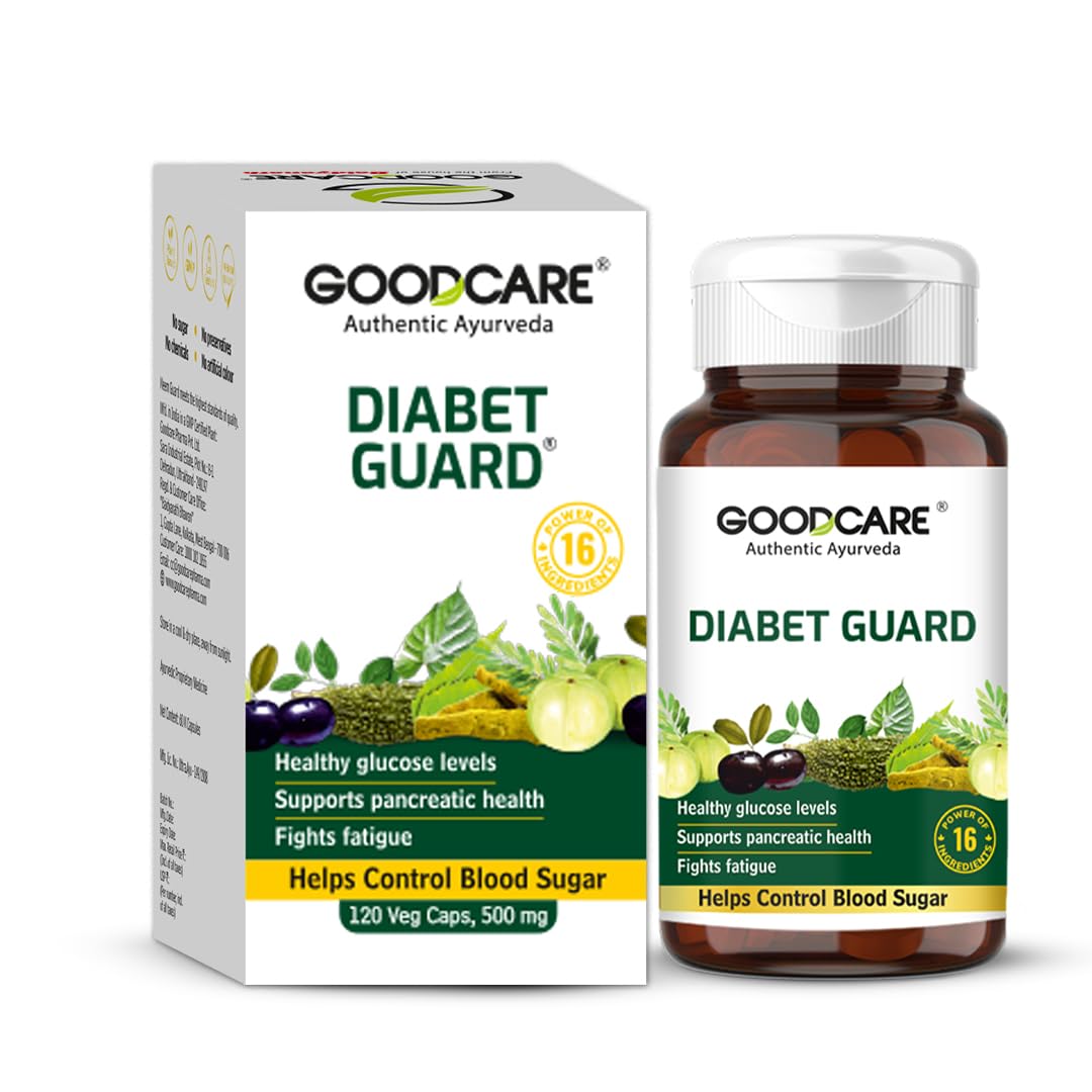 Goodcare Diabet Guard 120 Capsules | Ayurvedic Blood Sugar Support Supplement | With Karela, Methi, Neem & 15 Herbs | Supports Pancreatic Health