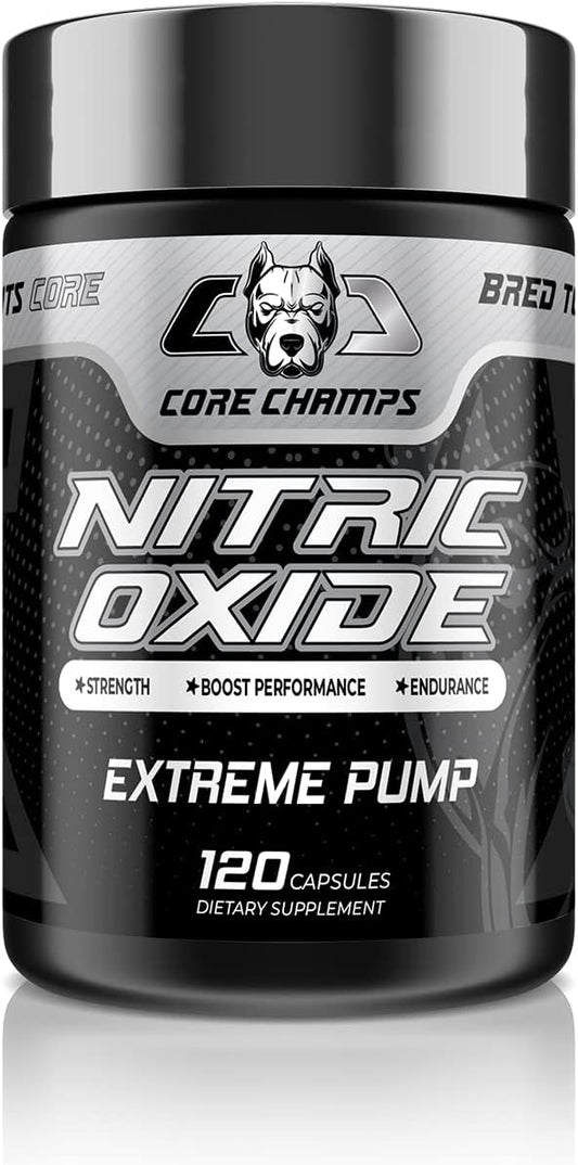 CORE CHAMPS Nitric Oxide, Strength, Extreme Pump - 120 Tablets-Faster Muscle Growth, Accelerates Recovery, Boosts Endurance, Nitric Oxide Booster, Improved Blood Flow, Muscle Fullness.