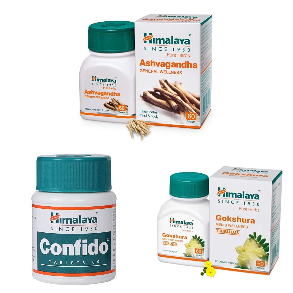 Himalaya Strong Man COMBO -Ashwagandha Pure Herbs General Wellness & Confido& Men's Wellness Tablets - 60 Pieces-Stress? Anxiety? Sexual Health? Perfomance? Vitality?