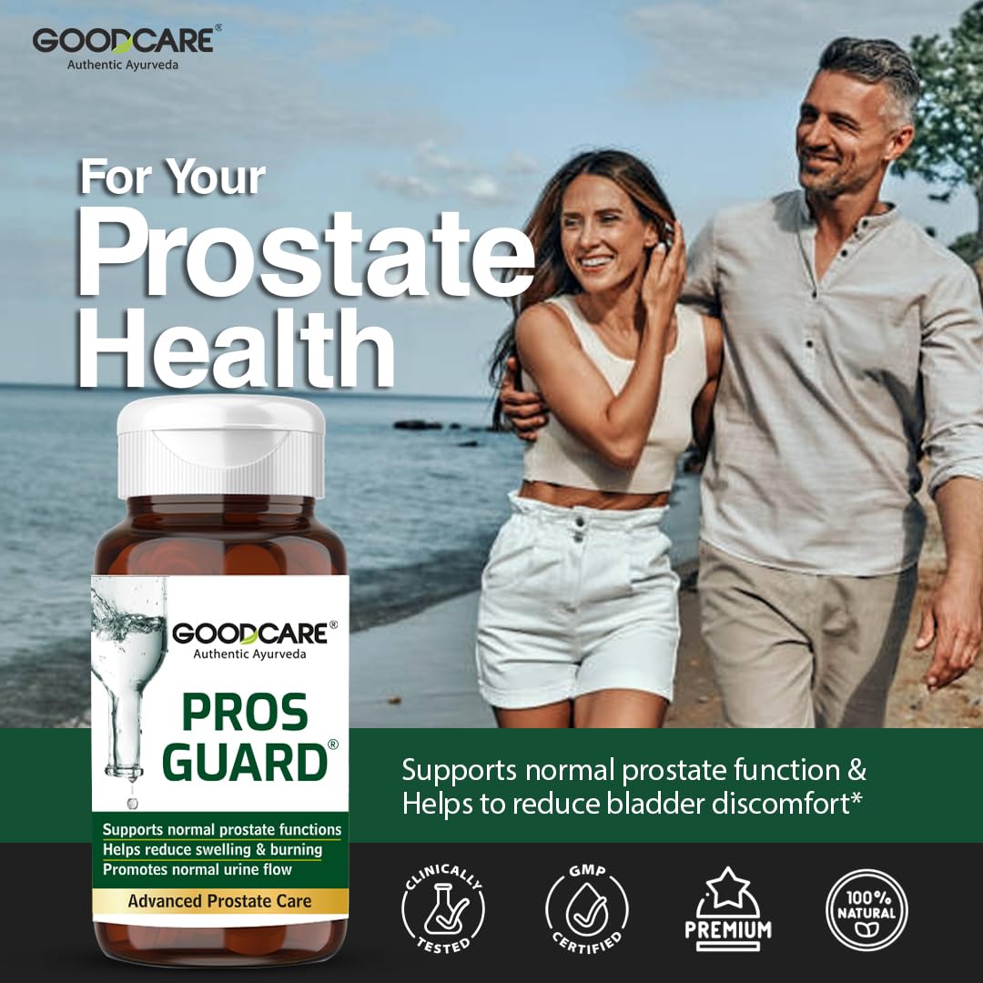 Goodcare Pros Guard 60 Capsules | Ayurvedic Herbal Supplement for Men | Supports Urine Flow, Helps Reduce Swelling & Burning Sensation | Herbal Formula for Prostate Health
