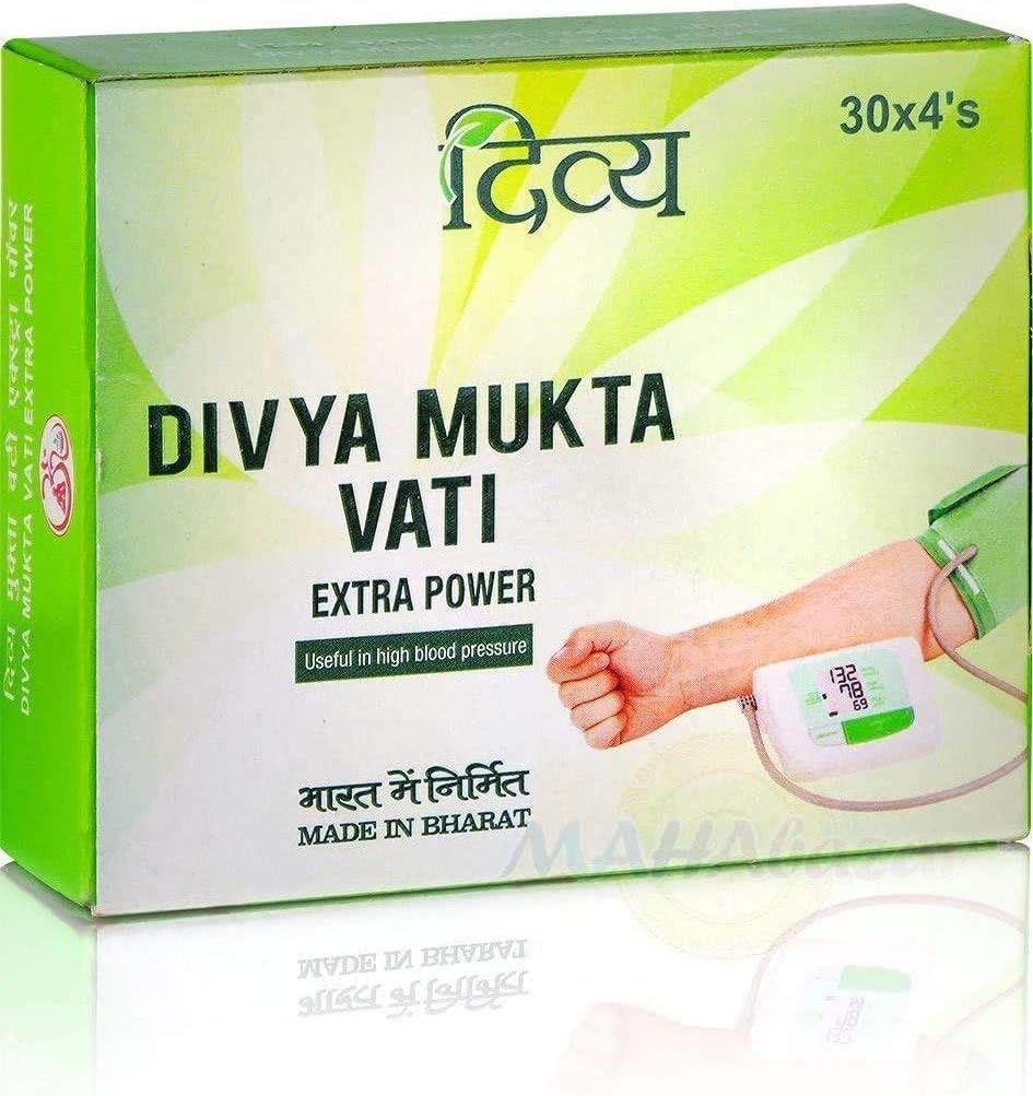 Original Patanjali Divya Muktavati, Extra Power 120 Count-Heart Health Supplement, Blood Pressure Support