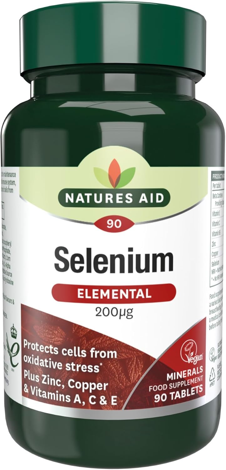 Natures Aid Selenium 200µg Supplement – 90 Tablets | High Potency Antioxidant, Supports Thyroid Health & Metabolism, Vegan, Gluten-Free,