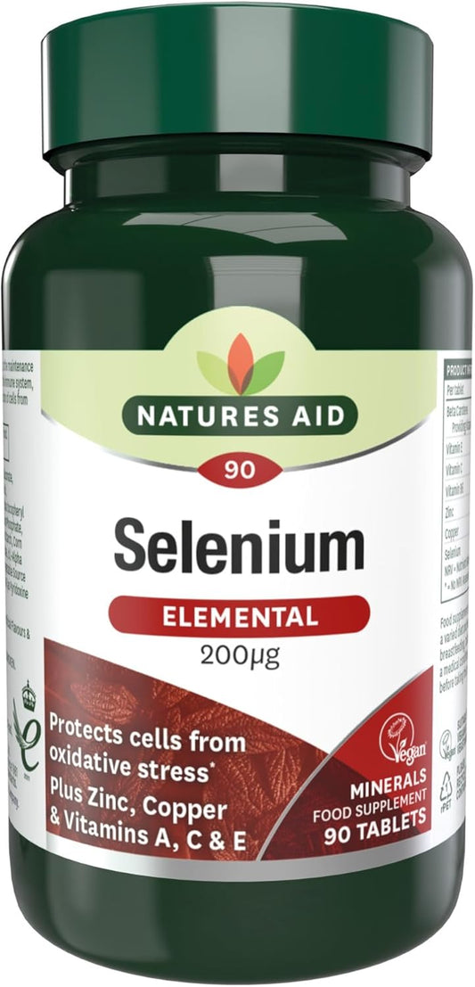 Natures Aid Selenium 200µg Supplement – 90 Tablets | High Potency Antioxidant, Supports Thyroid Health & Metabolism, Vegan, Gluten-Free,