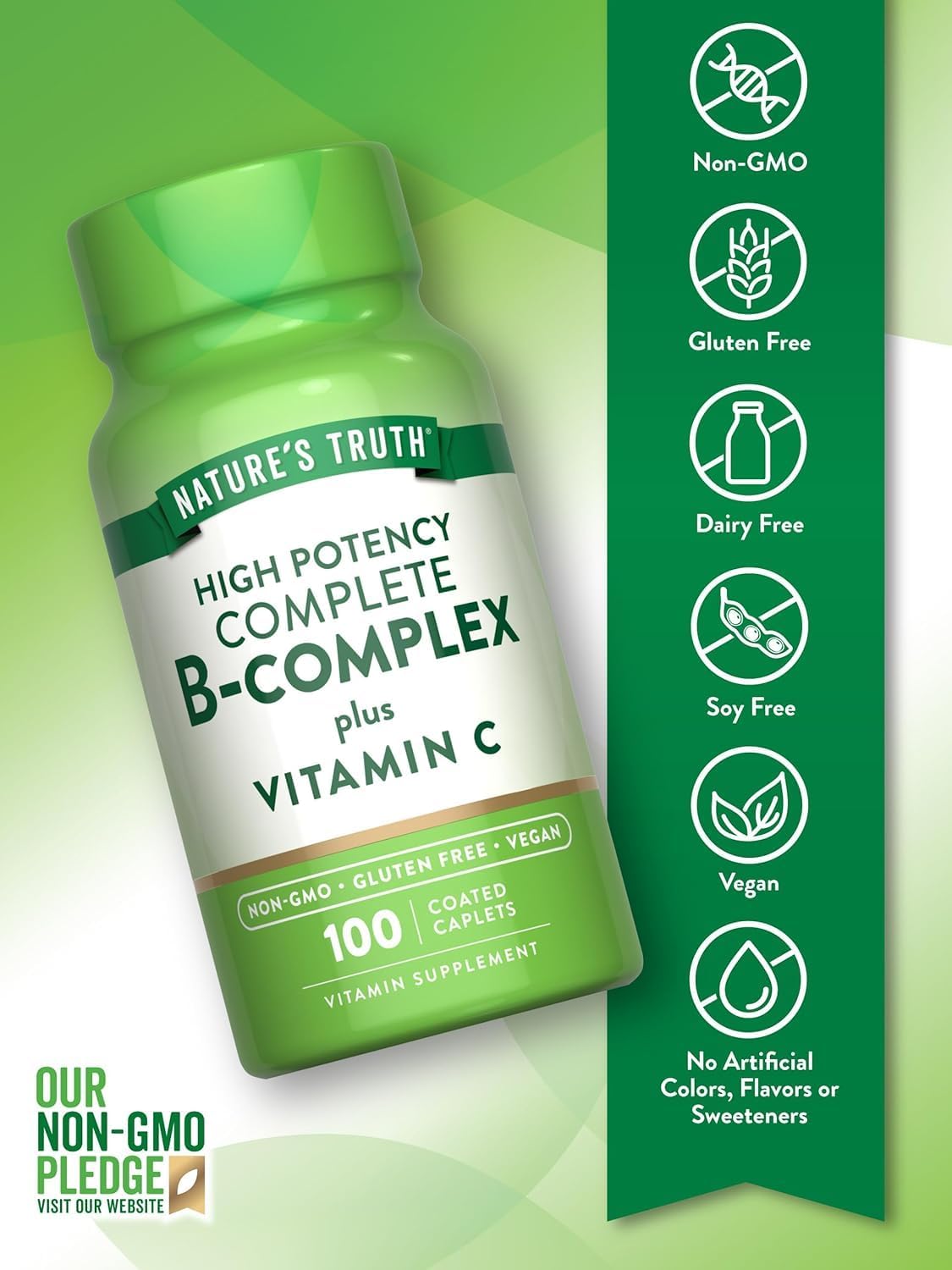 Nature's Truth B-Complex Plus Vitamin C Time Released, 100 Count