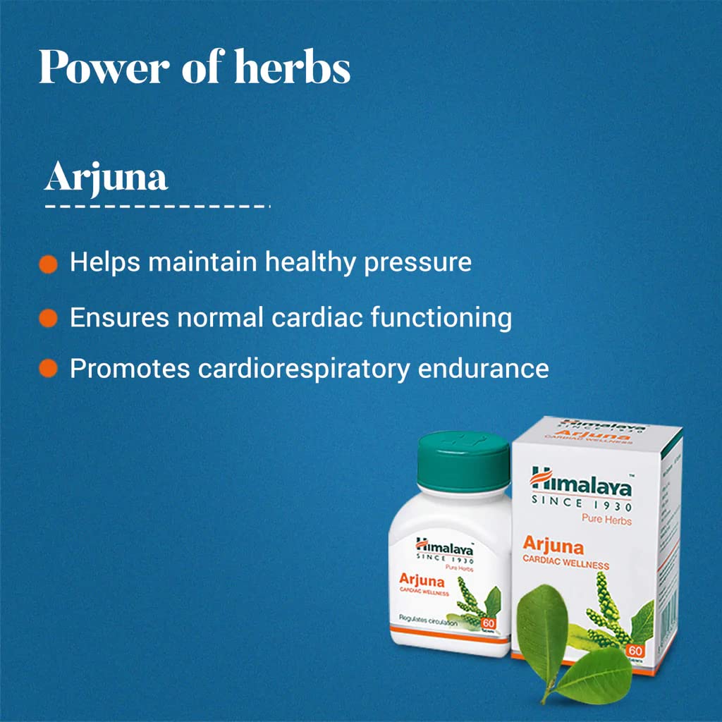 Himalaya  Organic Arjuna Capsules 60S, Heart Health, 700 mg, 60 Caplets | Organic Arjuna Herbal Cardiovascular Supplement For Heart Health Support & Normal Blood Pressure