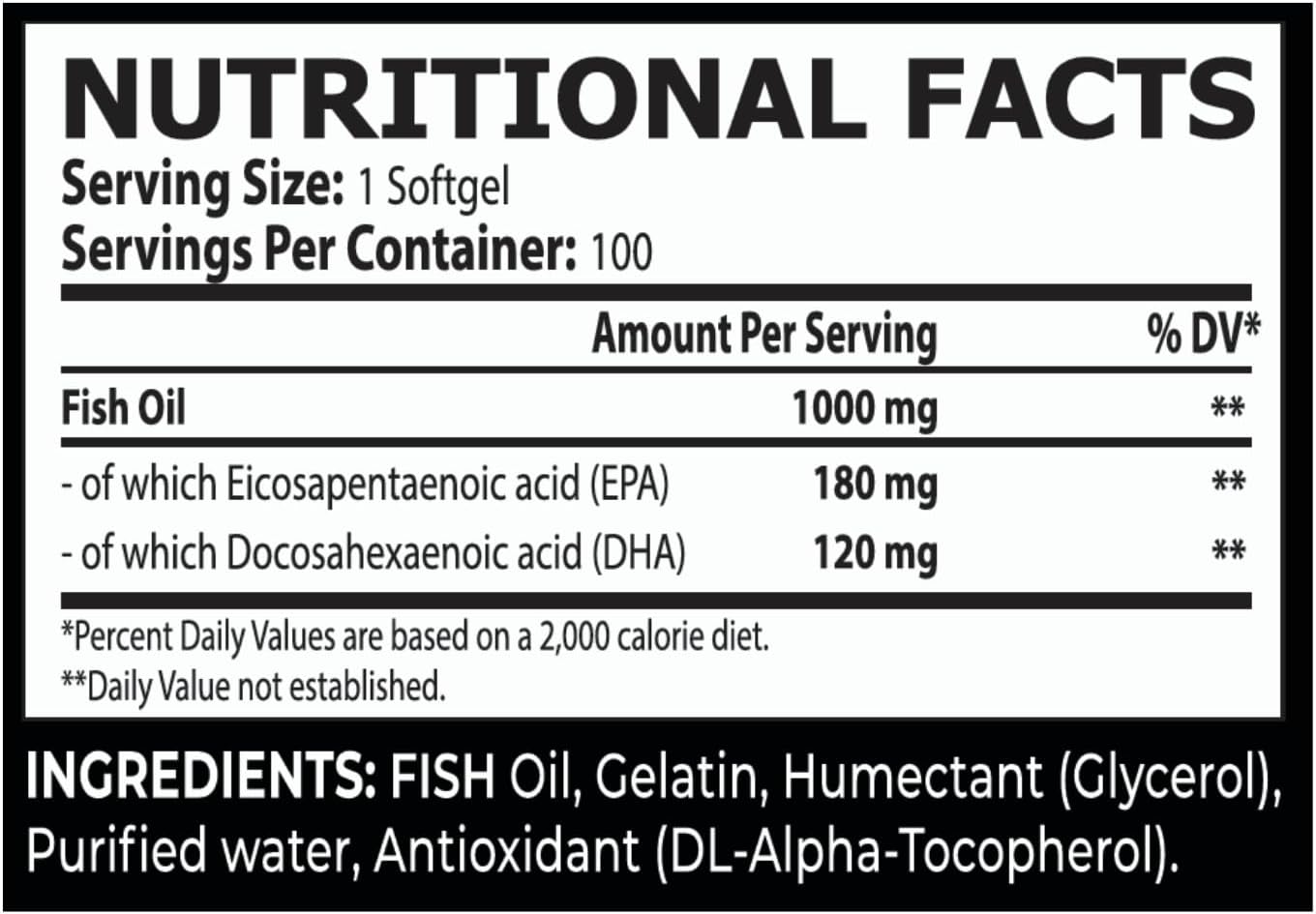 Core Champs Omega-3 100 mg Fish Oil 100 Softgels - Enhance Your Health with Premium Dietary Supplement Derived from Oily Fish