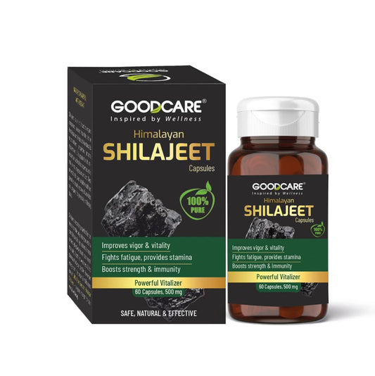 Goodcare Pure Himalayan Shilajit/Shilajeet 60 Capsules | Natural Ayurvedic Performance Booster | Enhances Stamina, Strength, Energy & Immunity