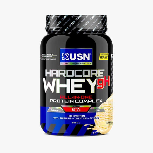 USN Hardcore Whey Protein Powder Vanilla 908 g - All-in-One Protein with Creatine Monohydrate, Glycine and Tribulus for Performance Workouts & Lean Muscle Growth-27 servings