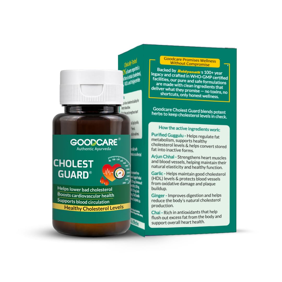 Goodcare Cholest Guard 60 Capsules | Ayurvedic Capsules for Cholesterol Control | Boosts Heart Health | Supports Healthy Lipid Levels