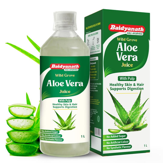 Baidyanath Aloe Vera Juice (with Pulp)- 1000ML | No Added Sugar | Source of Natural Nutrients, Boosts Immunity & Digestion