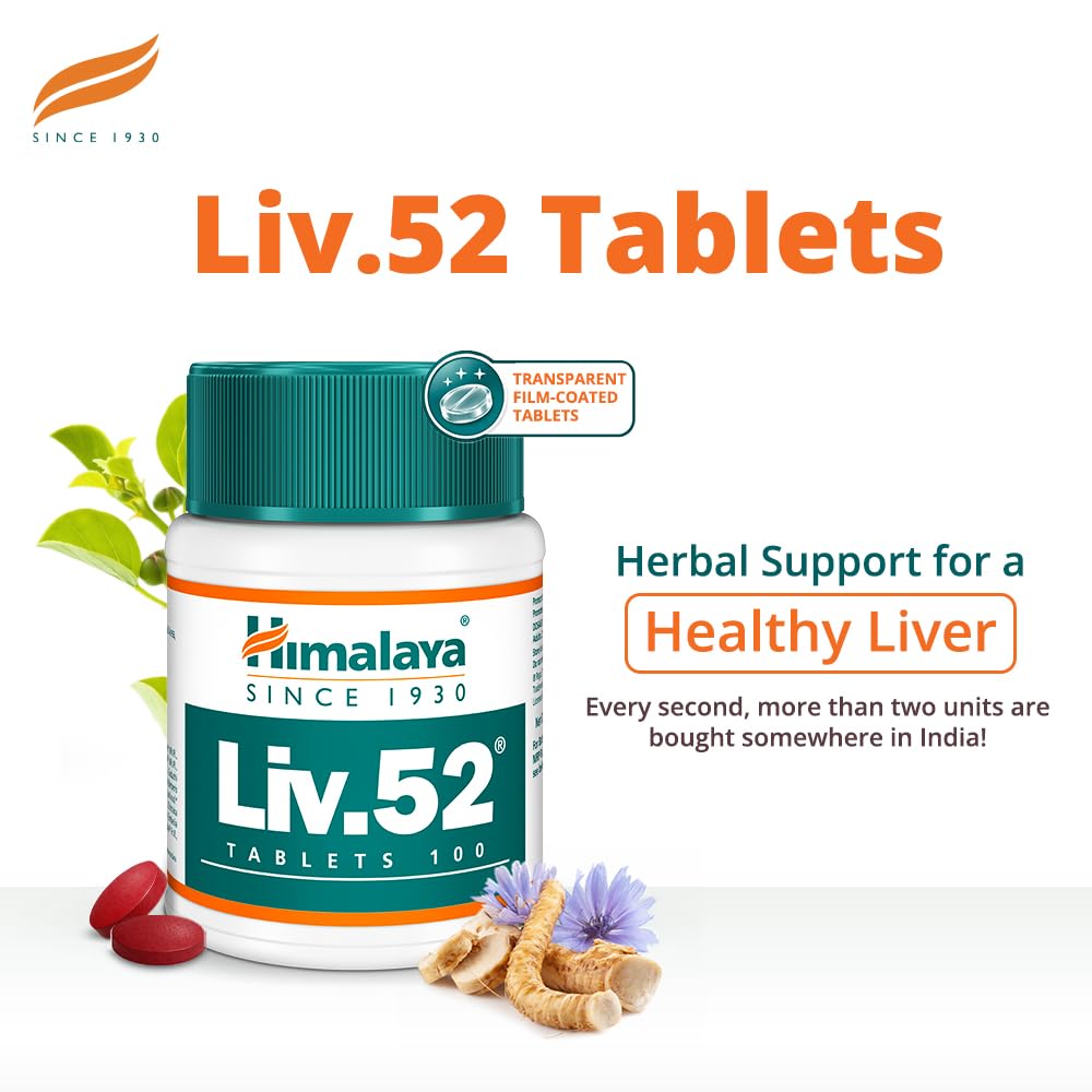 Himalaya Liv.52 Tablets - 100 Counts- Total Liver Support, Cleanse and Detox, Protects Cells & Enzymes