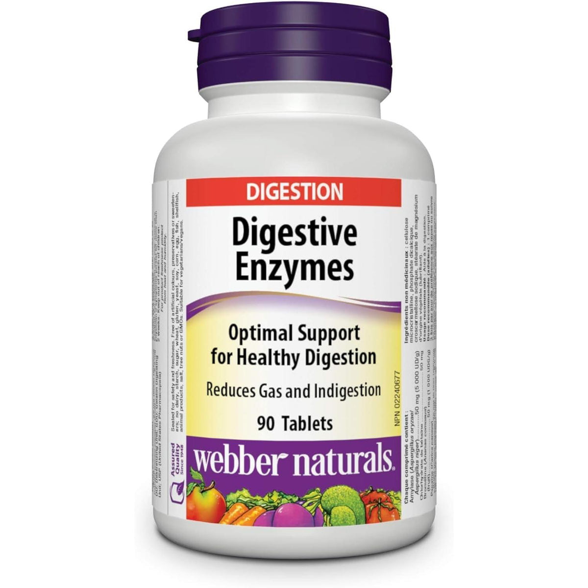 Webber Naturals Digestive Enzymes for Carbohydrates  Proteins and Carbohydrates, 90 Tablets