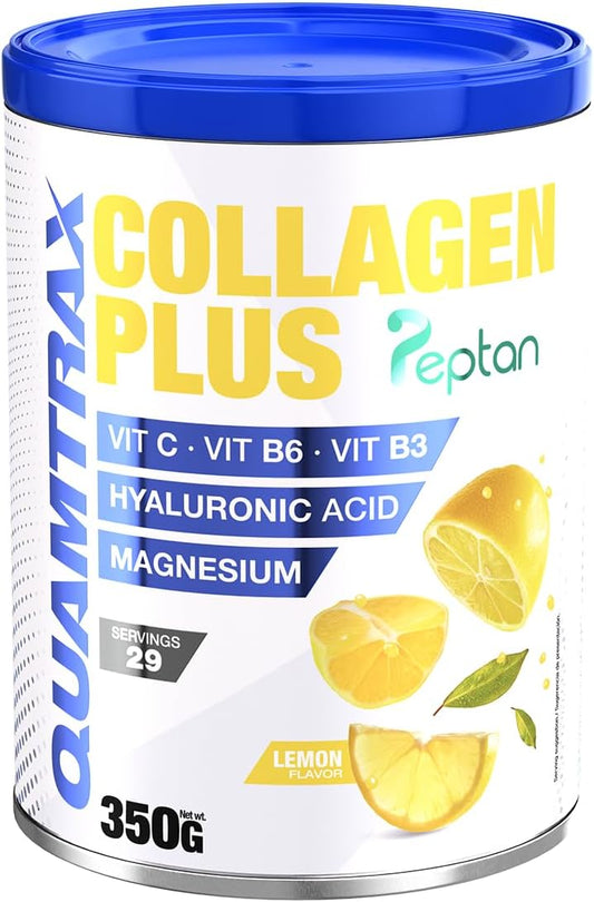 Quamtrax Nutrition - Collagen Plus (Hydrolyzed Collagen) - 350g - Lemon Flavor - Joint Support, Skin Care and Muscle Recovery