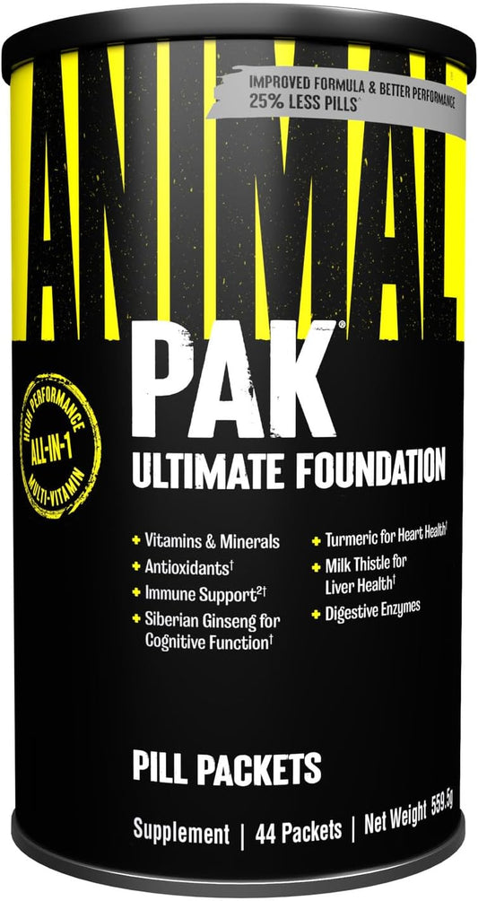 ANIMAL Pak Ultimate Foundation Multivitamin Complex 44 Packs | 12-in-1 complex with vitamins, minerals and amino acids, with vitamin D3 K2 and magnesium, 8 tablets each