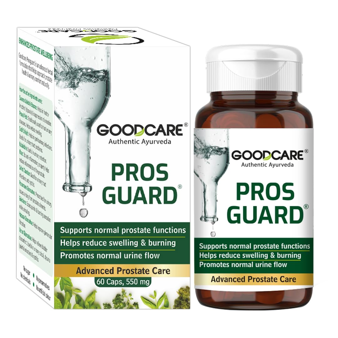 Goodcare Pros Guard 60 Capsules | Ayurvedic Herbal Supplement for Men | Supports Urine Flow, Helps Reduce Swelling & Burning Sensation | Herbal Formula for Prostate Health