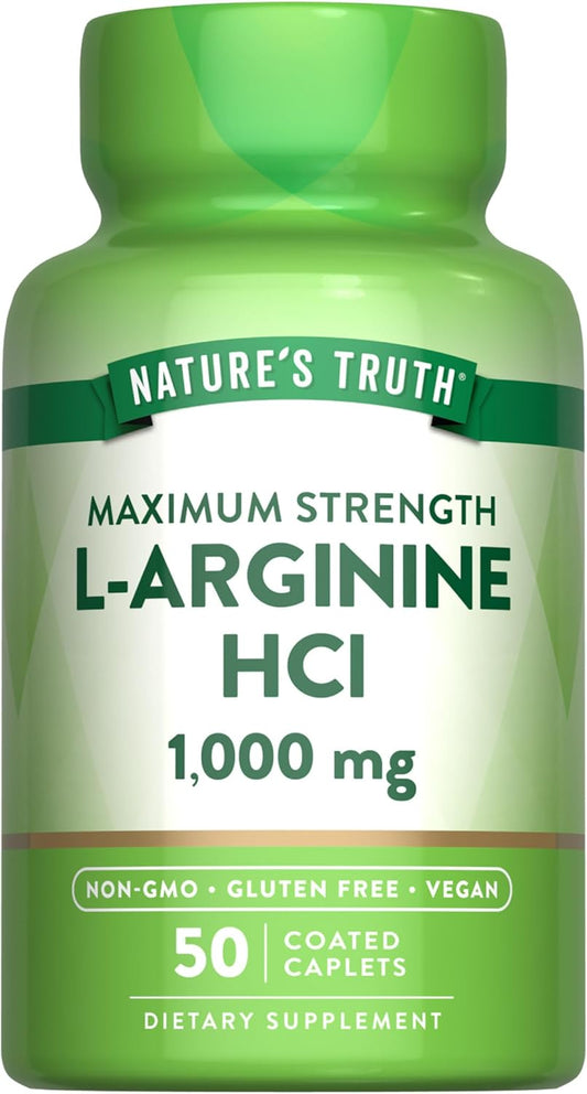 Nature's Truth L-Arginine HCL 1000mg | 50 Caplets | Essential Amino Acid Supplement | Vegan, Non-GMO & Gluten Free