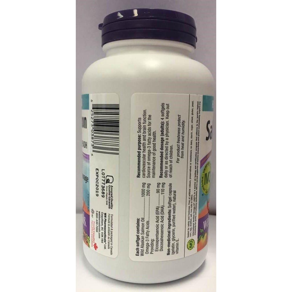 Webber Naturals Wild Alaskan Salmon Oil 1000 mg · 200 mg EPA/DHA, 180 softgels
