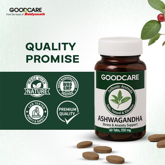 Goodcare Ashwagandha 60 Tablets | Ayurvedic Stress & Sleep Support | Boosts Energy & Immunity | Reduces Fatigue | Rich in Antioxidants