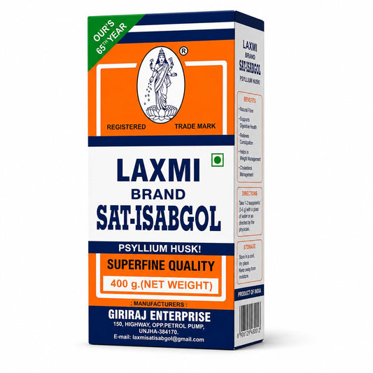 Laxmi Sat Isabgol Psyllium Husk Powder-400 gm | For Constipation Relief & Gut Health | High Fiber Supplement | Supports Easy Bowel Movement, Weight Management -Digestive Wellness & Bloating Relief