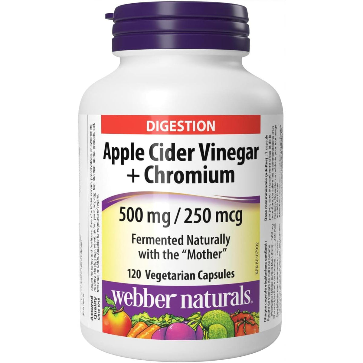 Webber Naturals Apple Cider Vinegar + Chromium, 120 Capsules