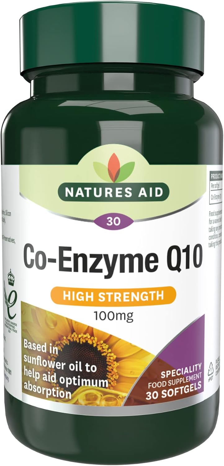 Natures Aid Co-Enzyme Q10 100mg Supplement – 30 Tablets | Supports Heart Health & Energy Production, High Potency Ubiquinone, Vegan, Gluten-Free