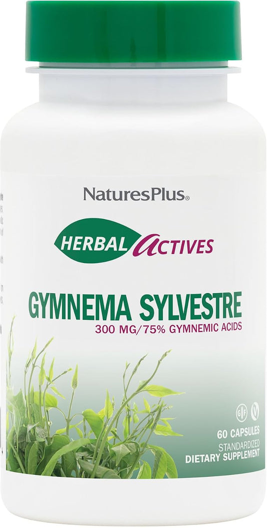 Natures Plus Herbal Actives Gymnema Sylvestre - 300 mg - Ayurvedic Botanical Supplement - 60 Vegan Capsules (60 Servings)