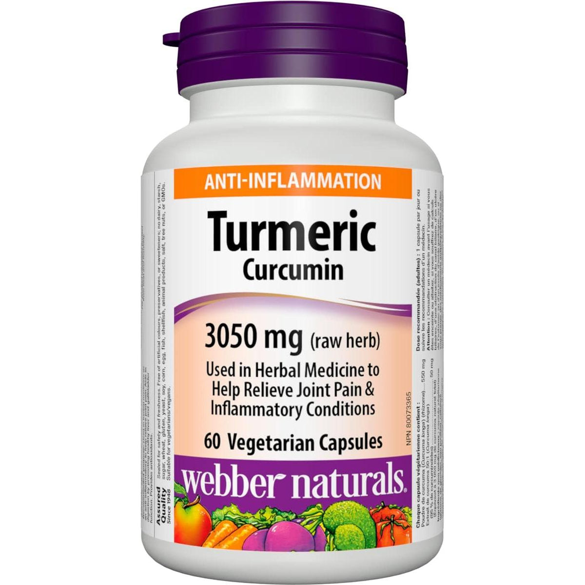 Webber Naturals Turmeric Curcumin, 95% Curcuminoids, 60 Capsules, Anti-Inflammatory Support, Vegan