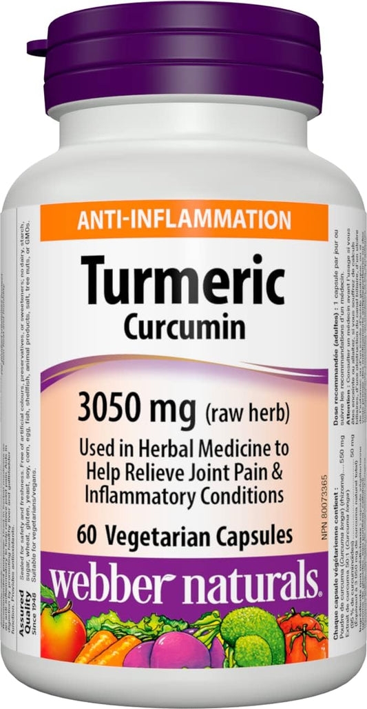 Webber Naturals Turmeric Curcumin, 95% Curcuminoids, 60 Capsules, Anti-Inflammatory Support, Vegan
