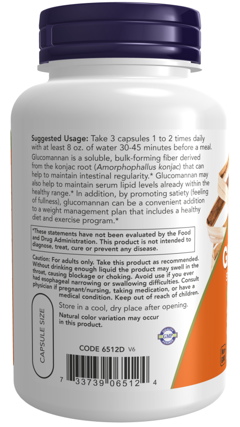 NOW Glucomannan 575 mg (Konjac Fibre) Caps 180's