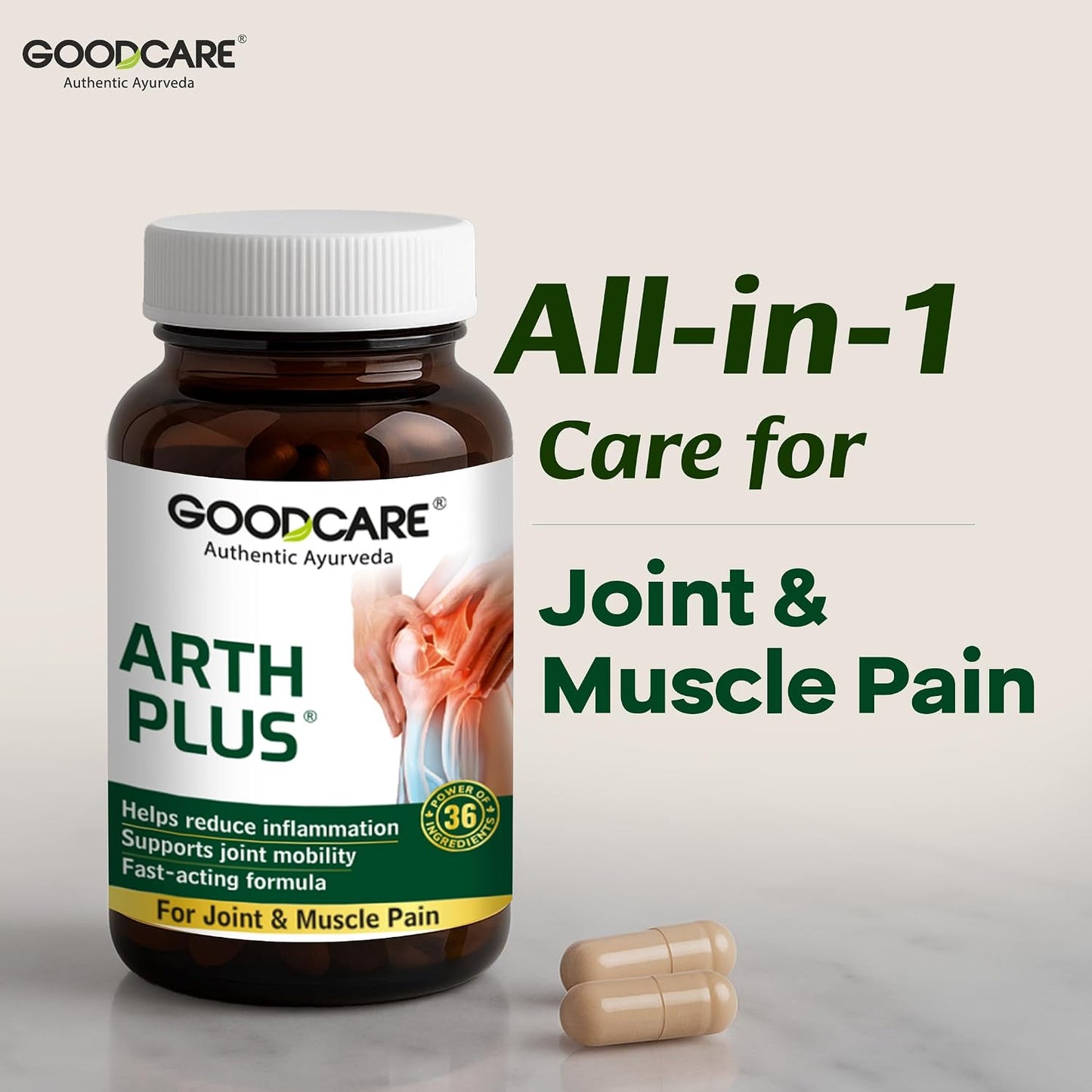 Goodcare Arth Plus 60 Capsules | Ayurvedic Joint Support Supplement | Helps Relieve Joint Pain, Stiffness & Inflammation | Supports Mobility & Flexibility