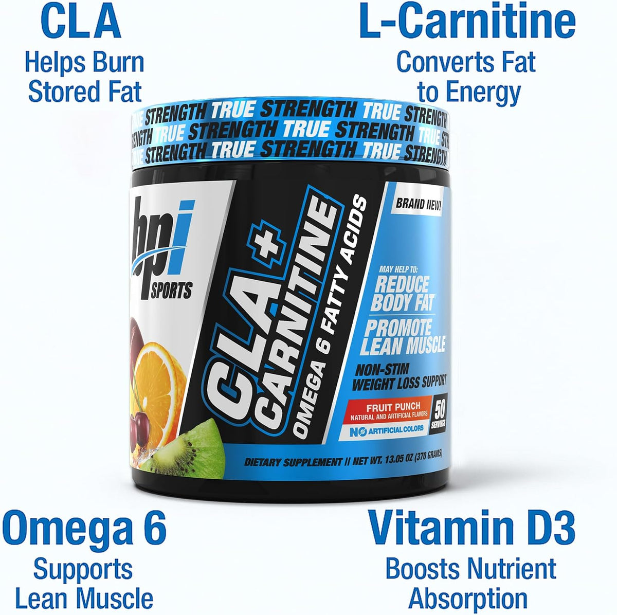 BPI Sports CLA+Carnitine – Caffeine Free, Fruit Punch, 50 Servings-Fat Burner