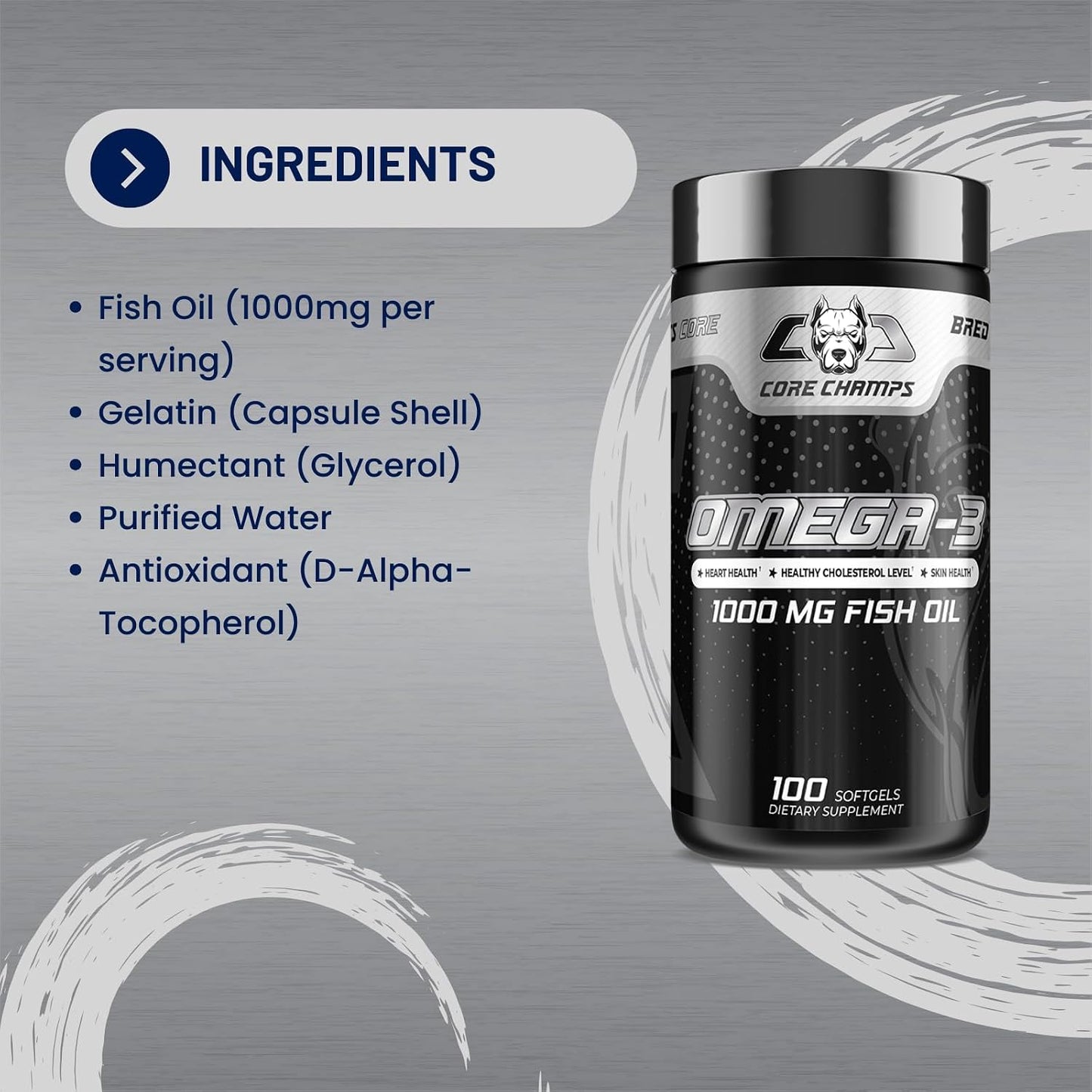 Core Champs Omega-3 100 mg Fish Oil 100 Softgels - Enhance Your Health with Premium Dietary Supplement Derived from Oily Fish