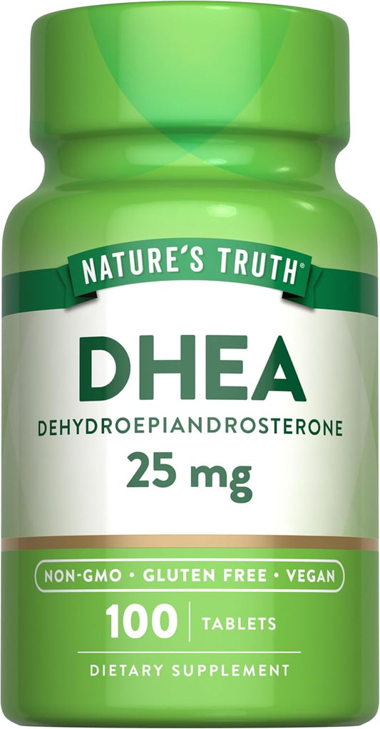 Nature's Truth DHEA 25mg Tablets | 100 Count | Vegan, Non-GMO & Gluten Free Supplement | Vegan, Non-GMO & Gluten Free