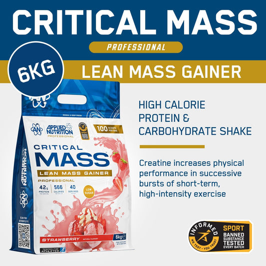 Applied Nutrition Critical Mass Professional - Weight Gain Protein Powder, High Calorie Weight Gainer, Lean Mass (6kg - 40 Servings) (Vanilla)