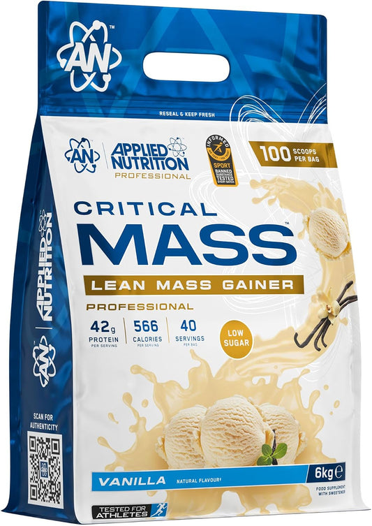 Applied Nutrition Critical Mass Professional - Weight Gain Protein Powder, High Calorie Weight Gainer, Lean Mass (6kg - 40 Servings) (Vanilla)