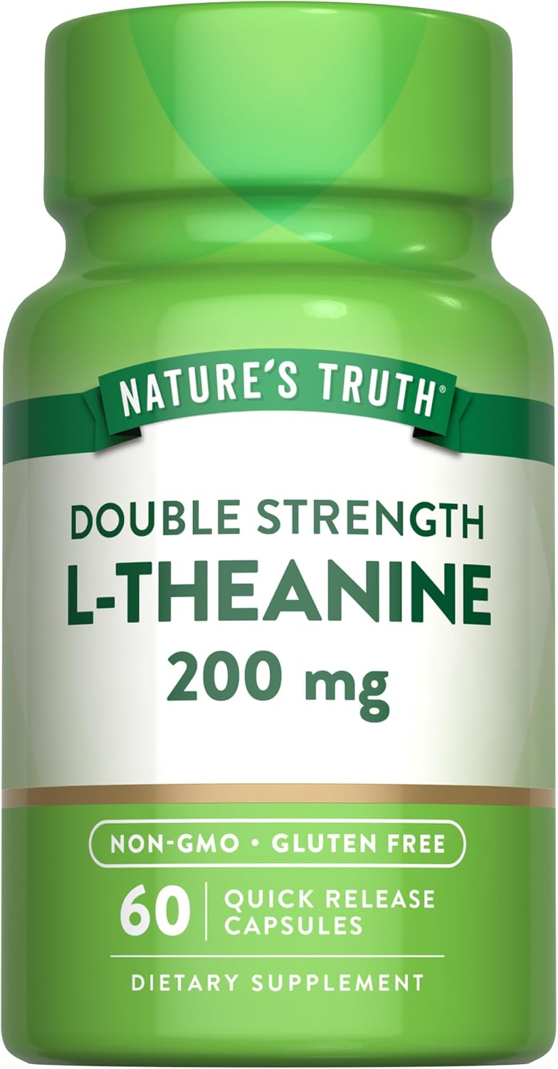 Nature's Truth L Theanine | 200mg | 60 Quick Release Capsules | Non-GMO & Gluten Free Supplement | Non-GMO & Gluten Free