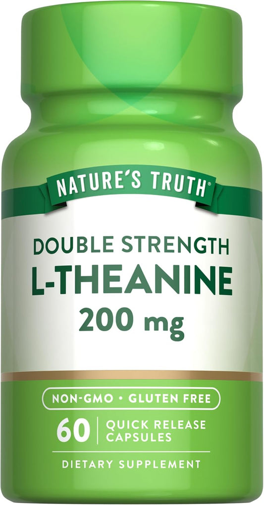 Nature's Truth L Theanine | 200mg | 60 Quick Release Capsules | Non-GMO & Gluten Free Supplement | Non-GMO & Gluten Free