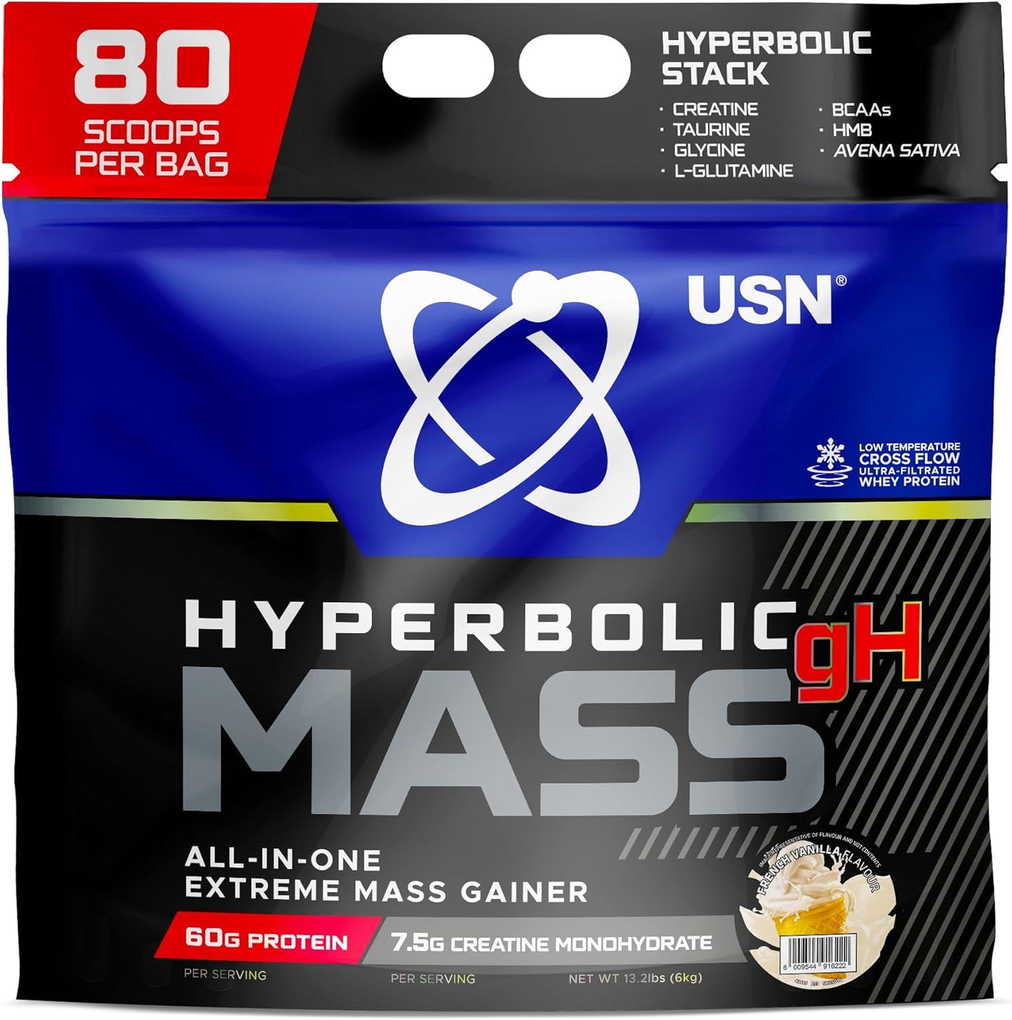 USN Hyperbolic All in One Mass (6000g) Vanilla - Weight Gainer - with Creatine