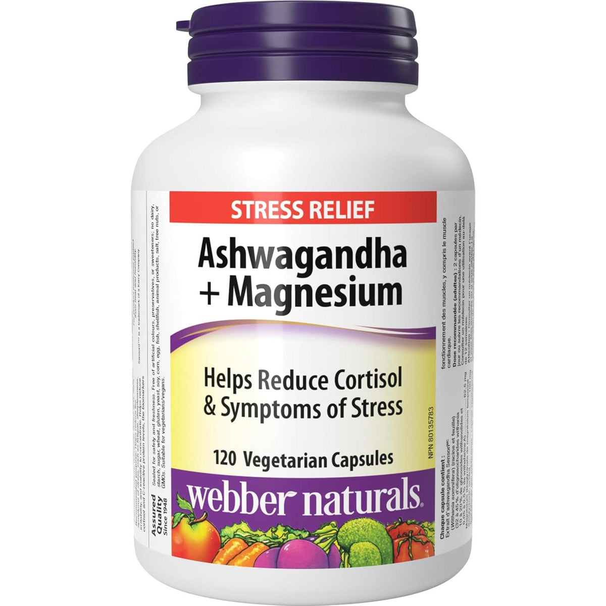 Webber Naturals Ashwagandha + Magnesium, 120 Capsules | Helps to Reduce Cortisol and Symptoms of Stress, Vegan