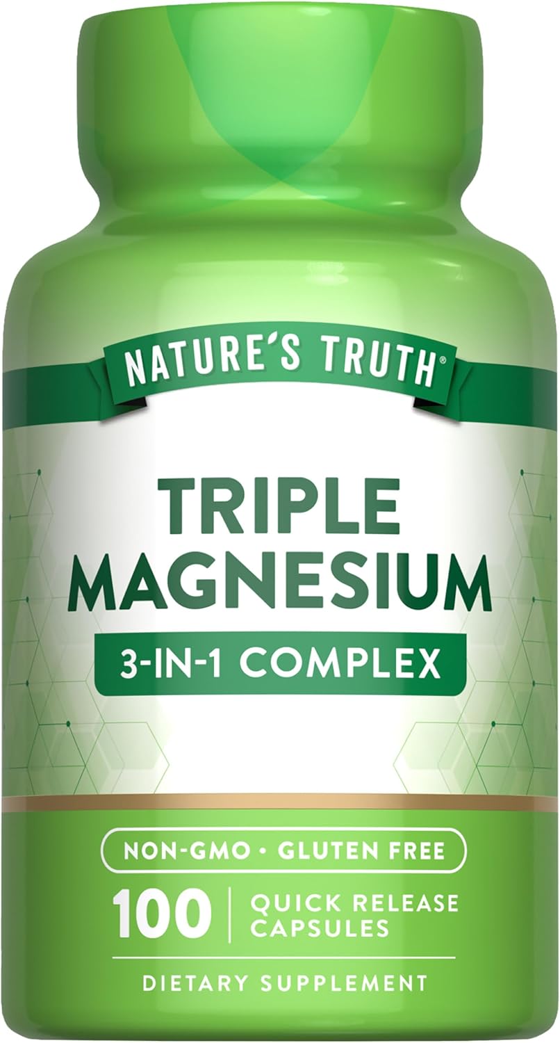 NATURE’S TRUTH Triple Magnesium Complex QR caps 100s-Combines Magnesium Oxide, Citrate, and Aspartate