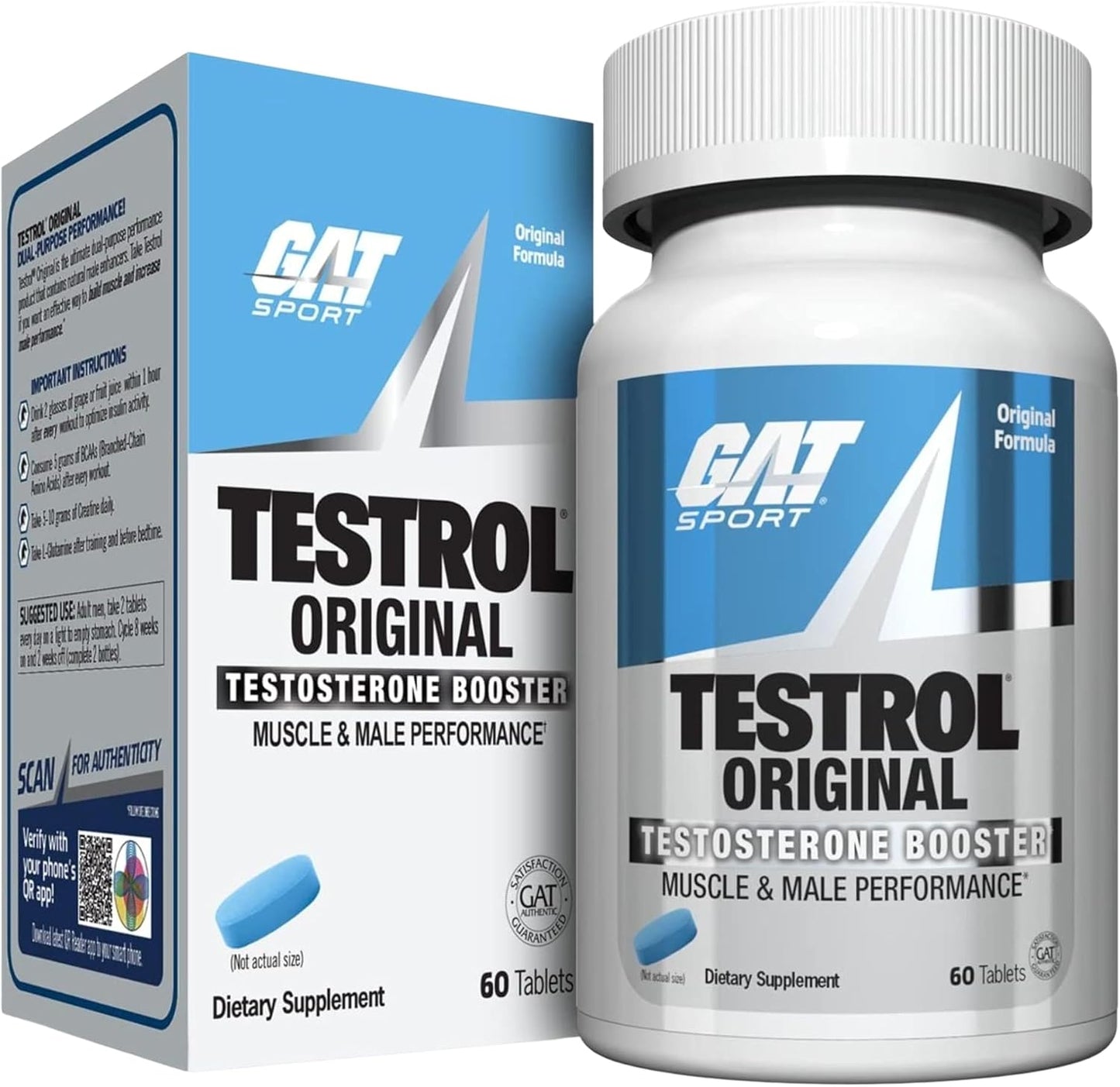 GAT SPORT TESTOSTERONE  Original, 60 Tablets (30 Servings) | Men's Health Support Supplement, Aids Male Vitality, Lean Muscle Mass Development, and Testosterone Production