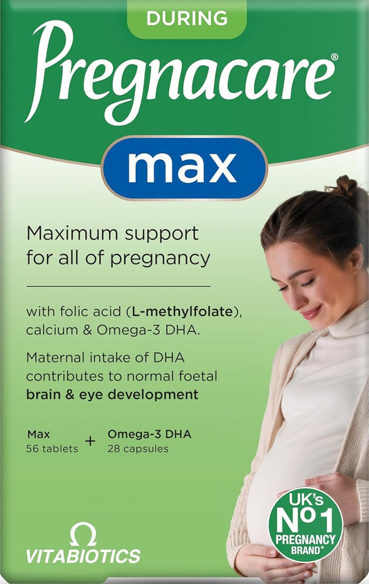 Pregnacare MAX Pregnancy Vitamins 56 TABLETS  - Greater Prenatal Care for Women, Supplement with Added Omega-3 DHA for Normal Brain and Eye Development