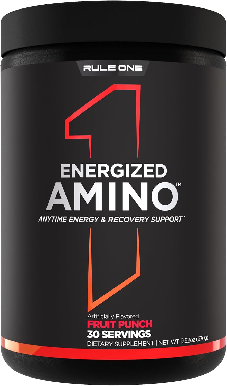 Rule 1 Proteins Energized Amino,  270G 30 Servings | Anytime Energy & Recovery Support with BCAAs, Glutamine, Citrulline, Beta Alanine, & Caffeine