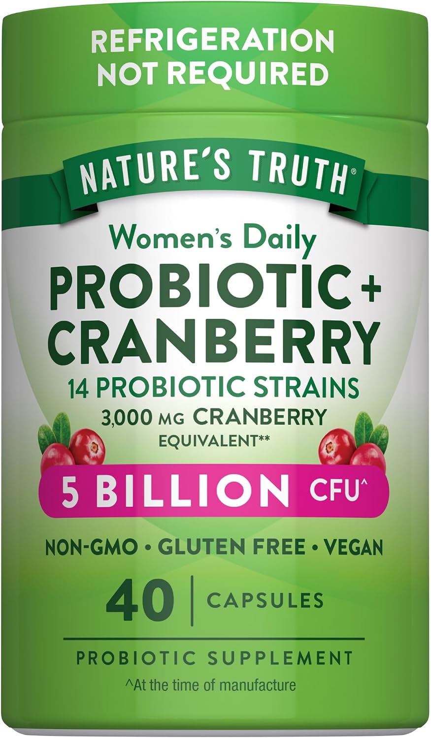 Natures Truth Probiotics for Women | 5 Billion Active Cultures | 40 Capsules | With Cranberry