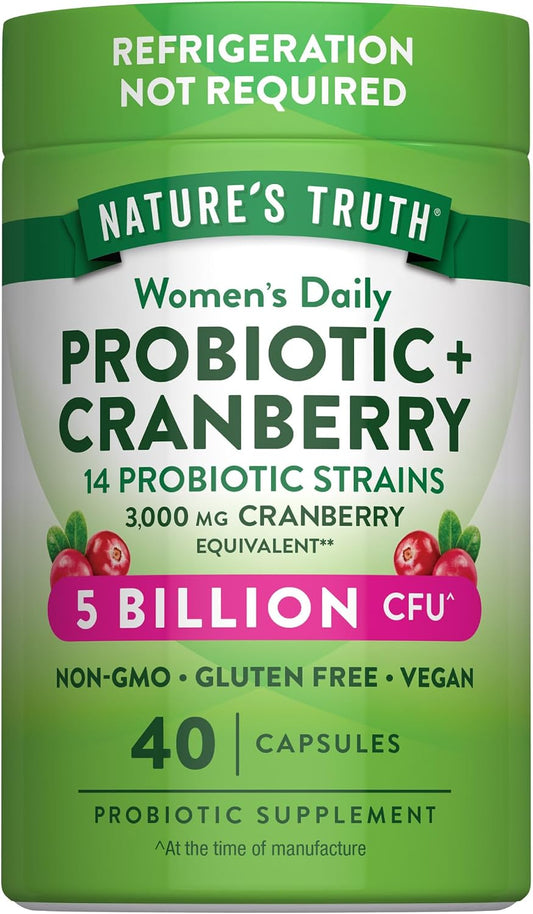 Natures Truth Probiotics for Women | 5 Billion Active Cultures | 40 Capsules | With Cranberry