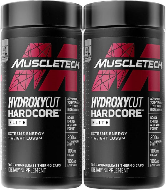 Muscletech Hydroxycut Hardcore Elite Weightloss 110 Capsules 55 Servings-Energy and Metabolism Support Supplement for Men and Women, 270 mg Caffeine Anhydrous and 200 mg Green Coffee Extract