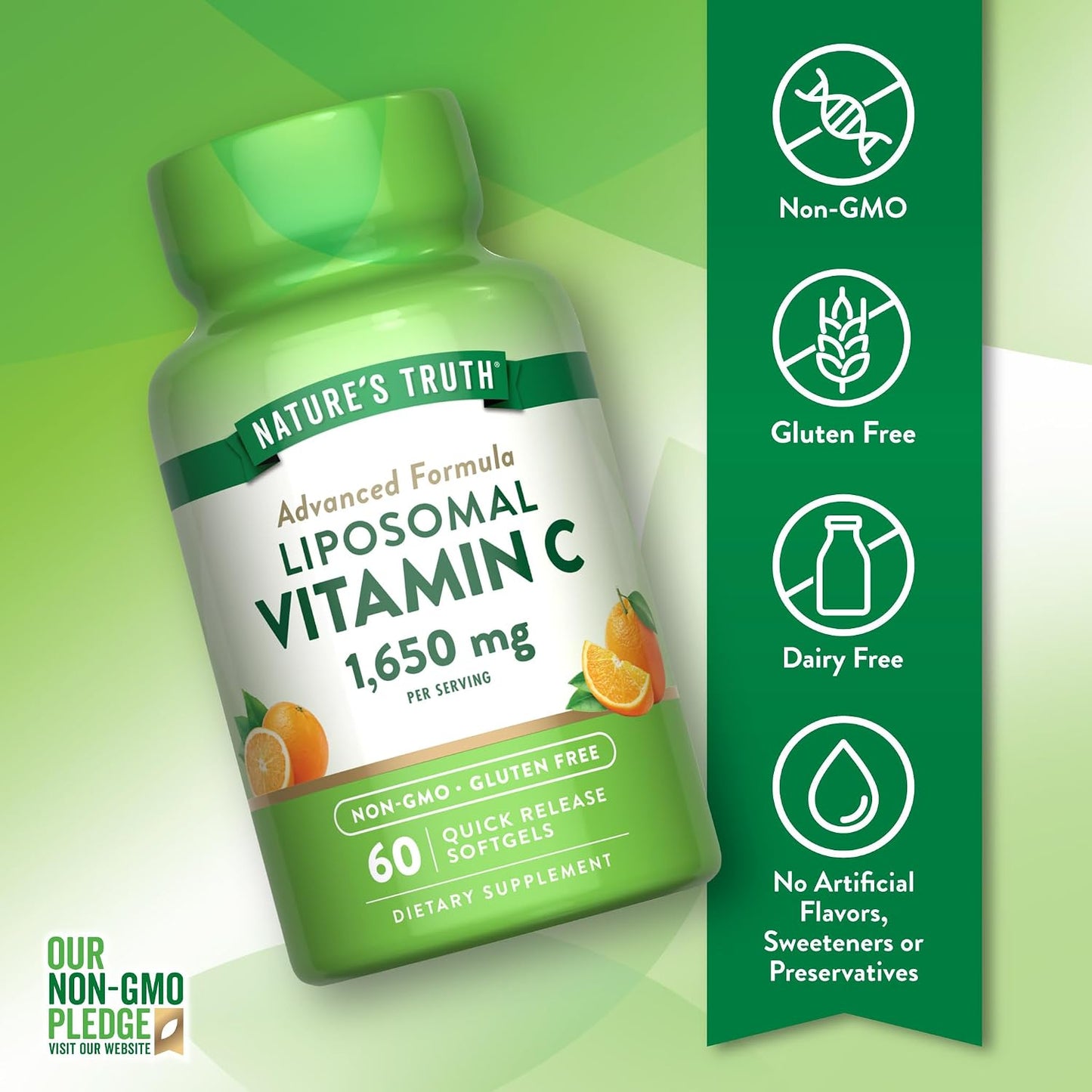 NATURE’S TRUTH Liposomal Vitamin C 1650mg per serving QR softgels 60s