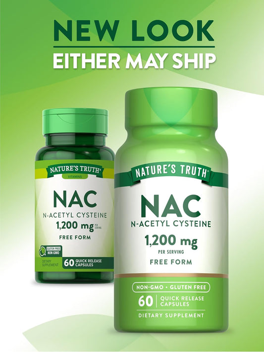 Nature's Truth NAC Supplement | N Acetyl Cysteine | Free Form Amino Acid | 1200 mg | 60 Capsules