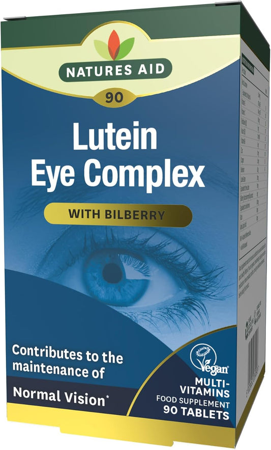 Natures Aid Lutein Eye Complex Supplement – 90 Tablets | With Bilberry, Zinc, Vitamins A, B2, C & E, Supports Normal Vision & Eye Health, Vegan, Gluten-Free
