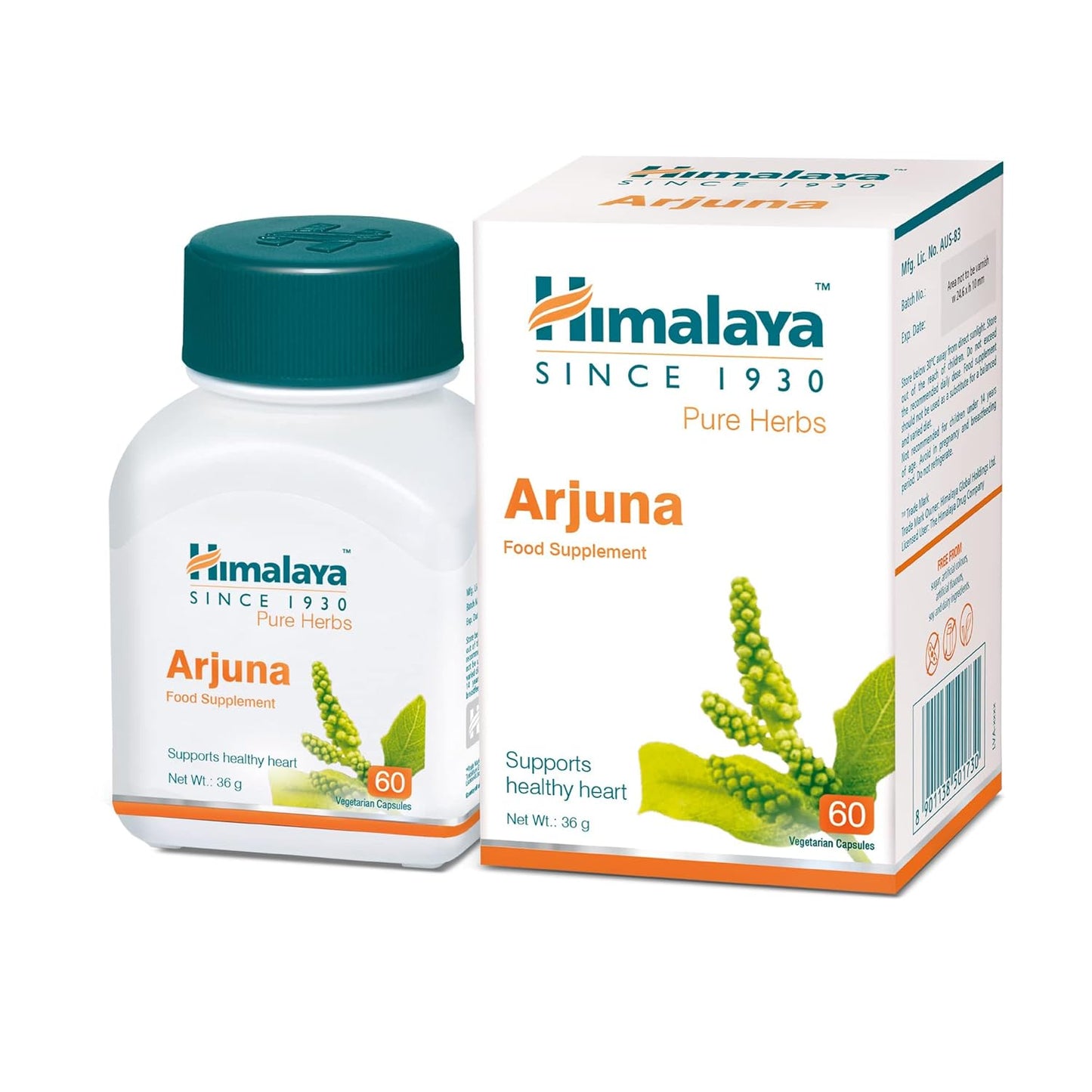 Himalaya  Organic Arjuna Capsules 60S, Heart Health, 700 mg, 60 Caplets | Organic Arjuna Herbal Cardiovascular Supplement For Heart Health Support & Normal Blood Pressure